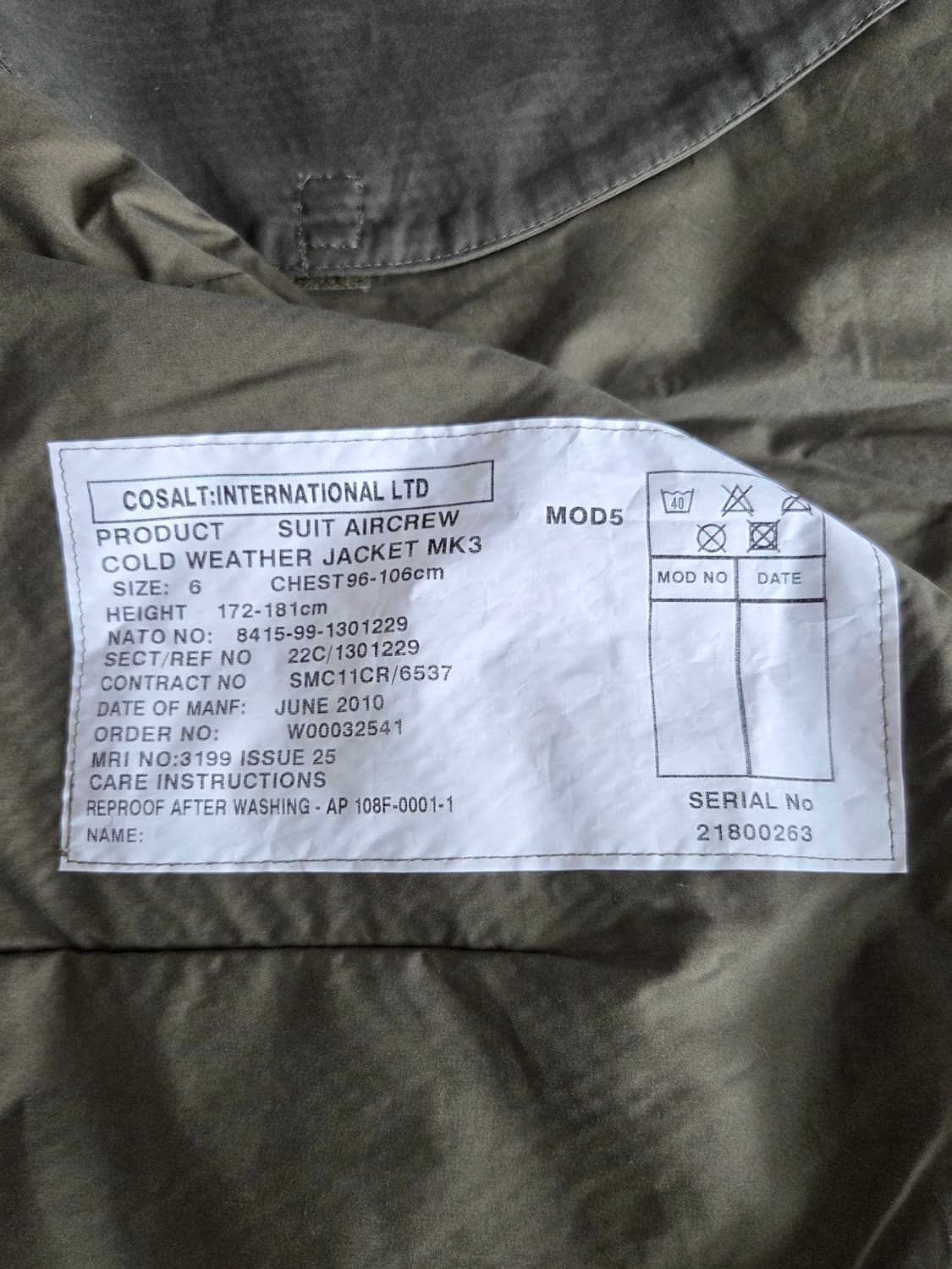 2010 OG RAF MK3 플라이트 자켓 상품이미지4