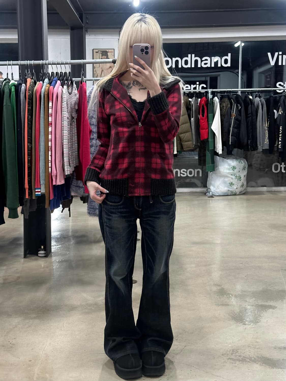 히스테릭 글래머 체크 로고 집업 상품이미지2