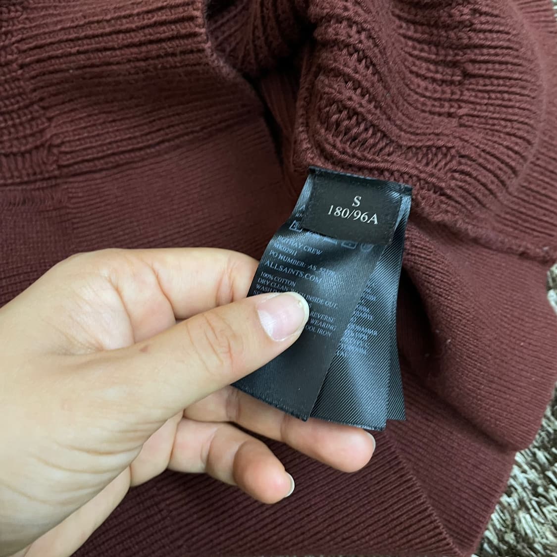 올세인츠 AllSaints 와인 크루넥 니트 S 상품이미지3