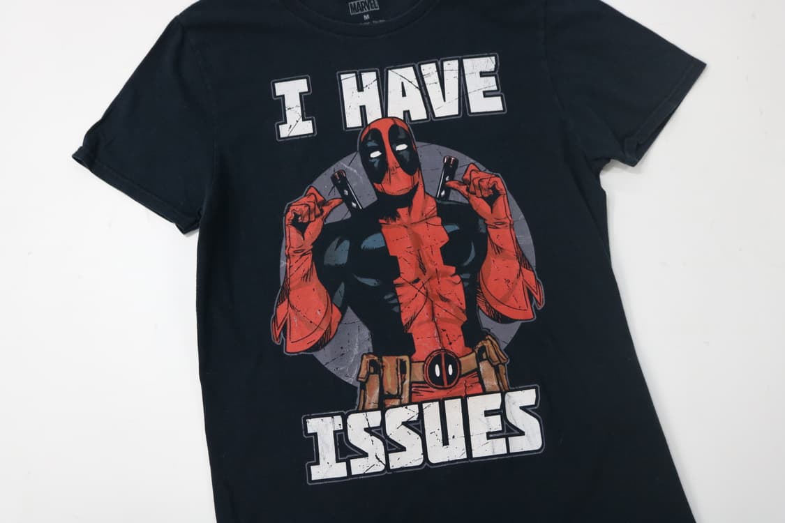 MARVEL 마블 데드풀 크랙 그래픽 블랙 반팔티셔츠 (M) 상품이미지3