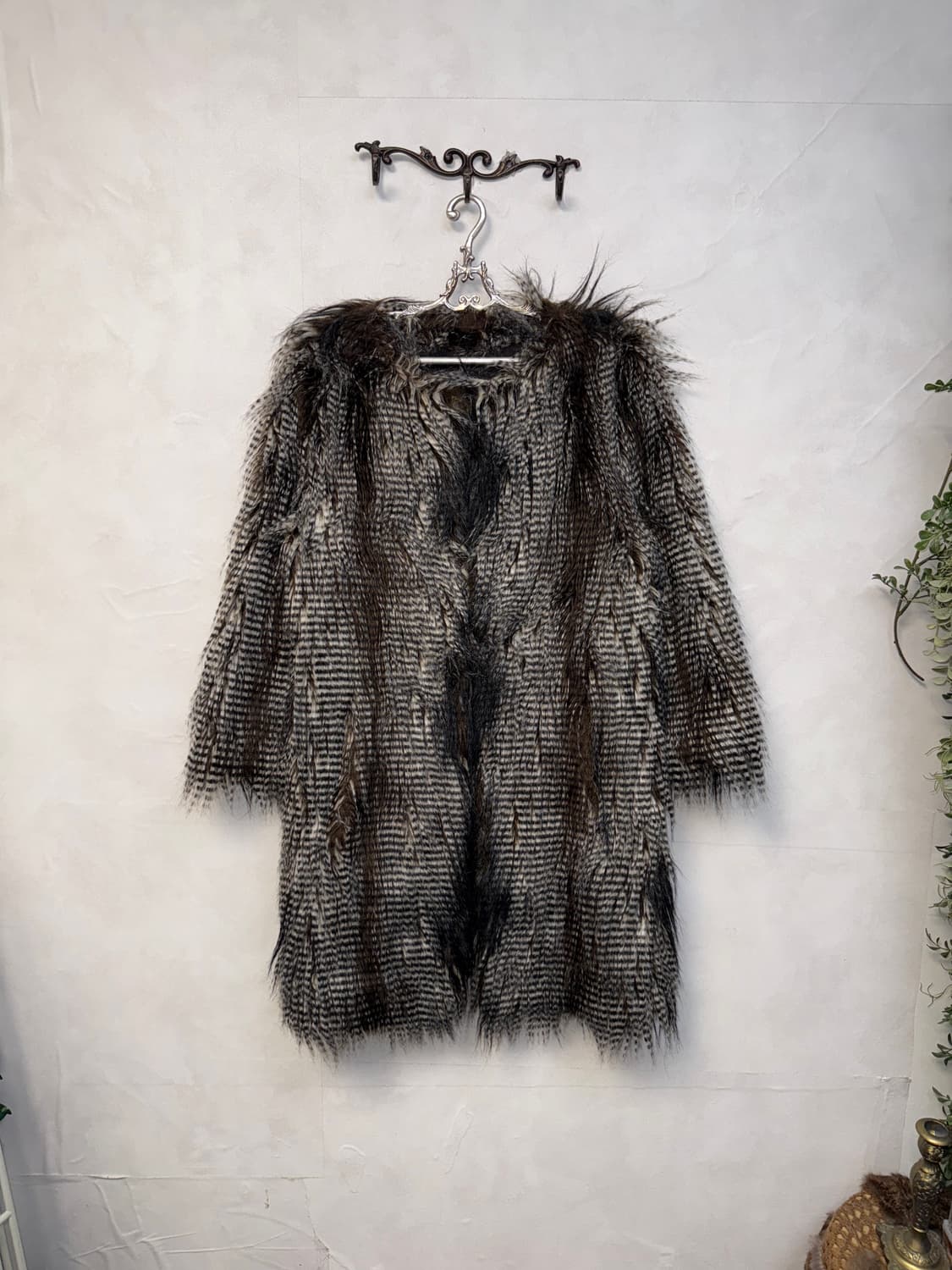 Mixed brown grunge fake fur coat 상품이미지1