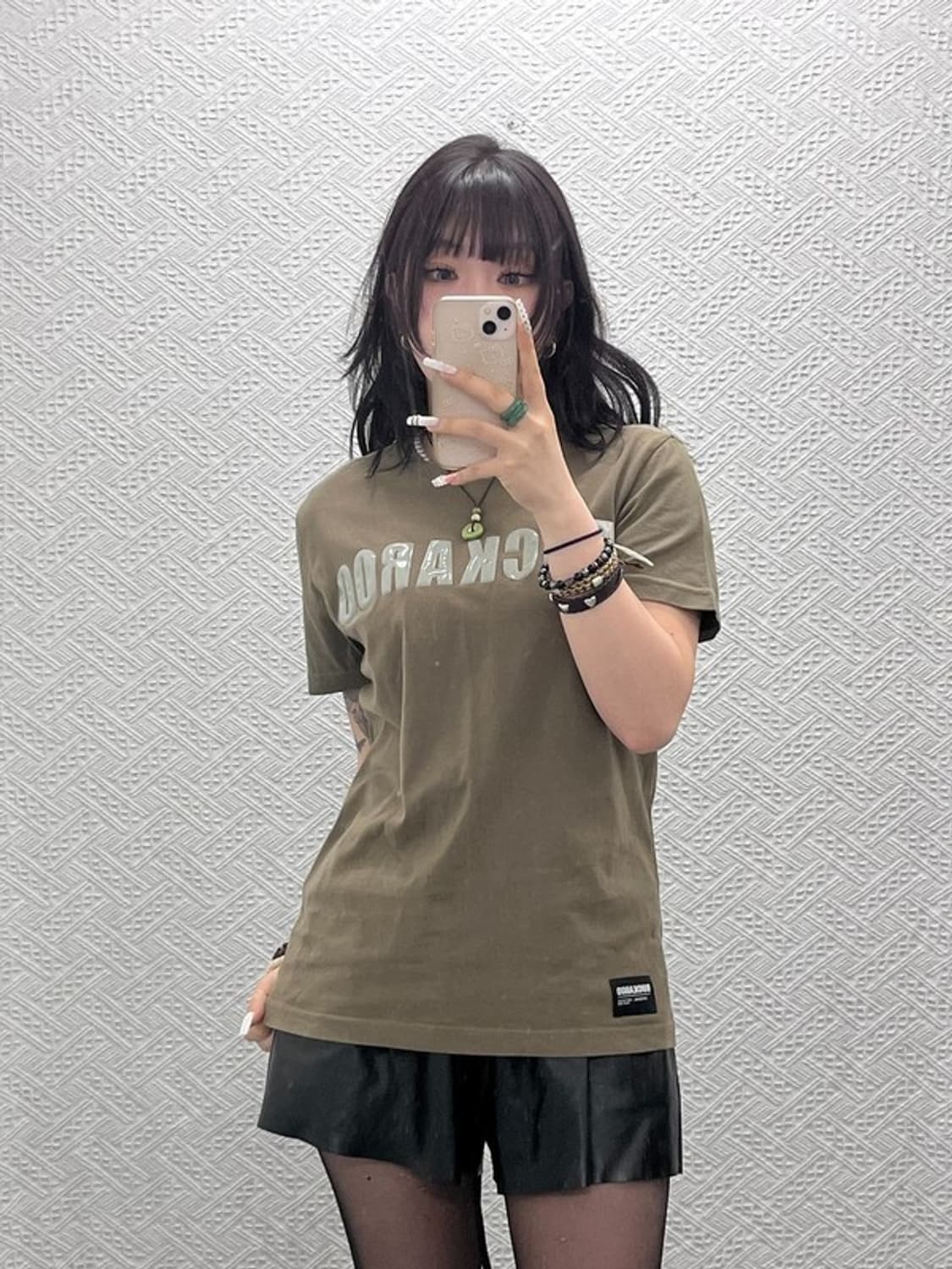 버커루 빈티지 스트릿 펑크 올리브그린 반팔 티 M C10890 상품이미지2