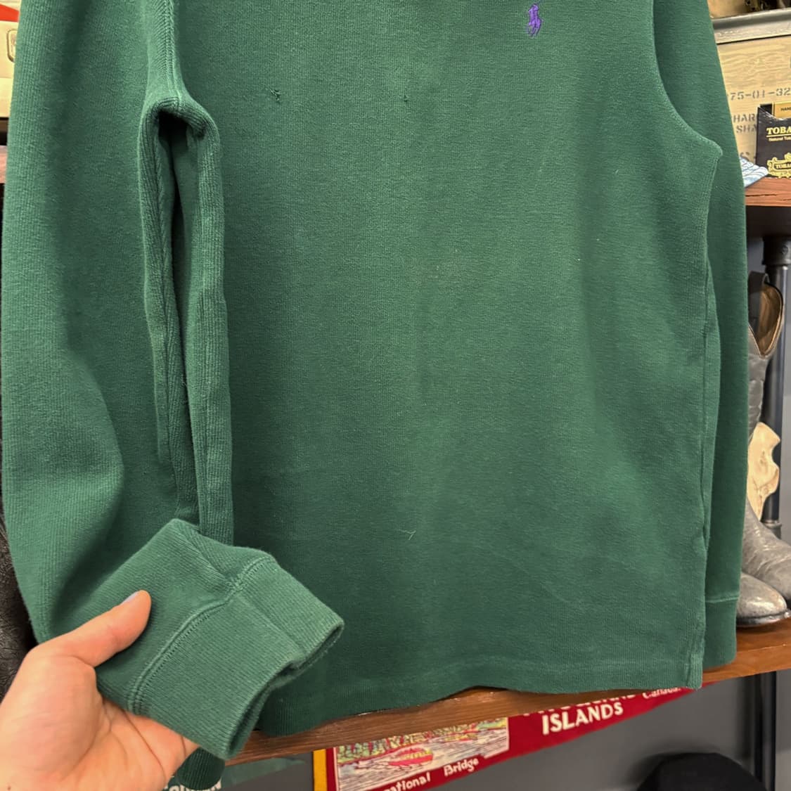 90s 폴로 랄프로렌 파인리브 하프집업 코튼니트 스웨터 딥그린 N636 상품이미지4