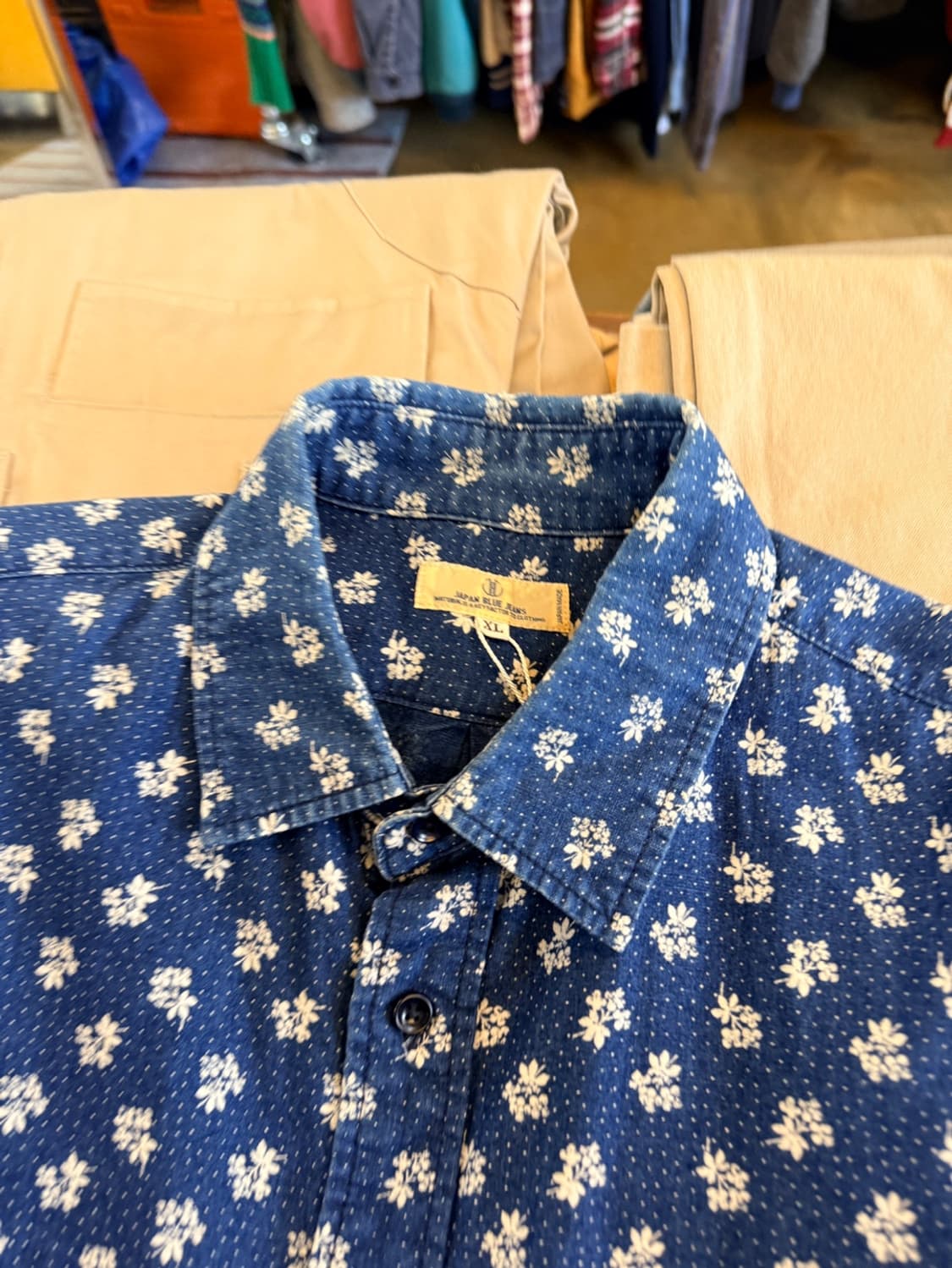 JAPAN BLUE JEANS 일본생산 블루닷 플로럴 프린팅 셔츠 XL 상품이미지3