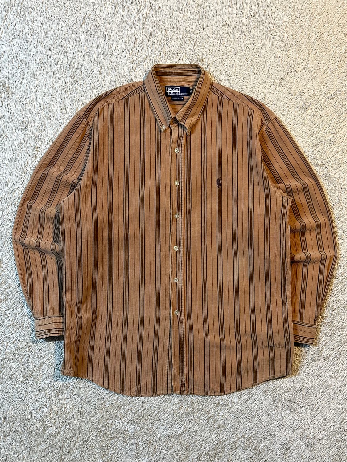 90's 폴로 랄프로렌 블랙포니 코듀로이 스트라이프 셔츠 브라운 상품이미지1