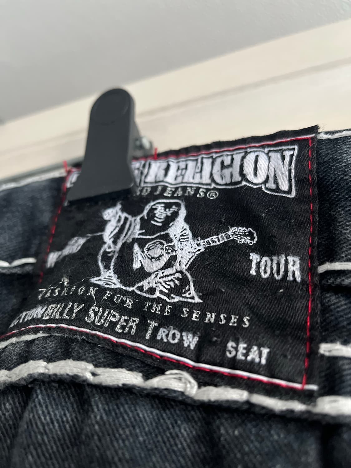 트루릴리전 블랙 와이드 패치 스트레이트 진 상품이미지2