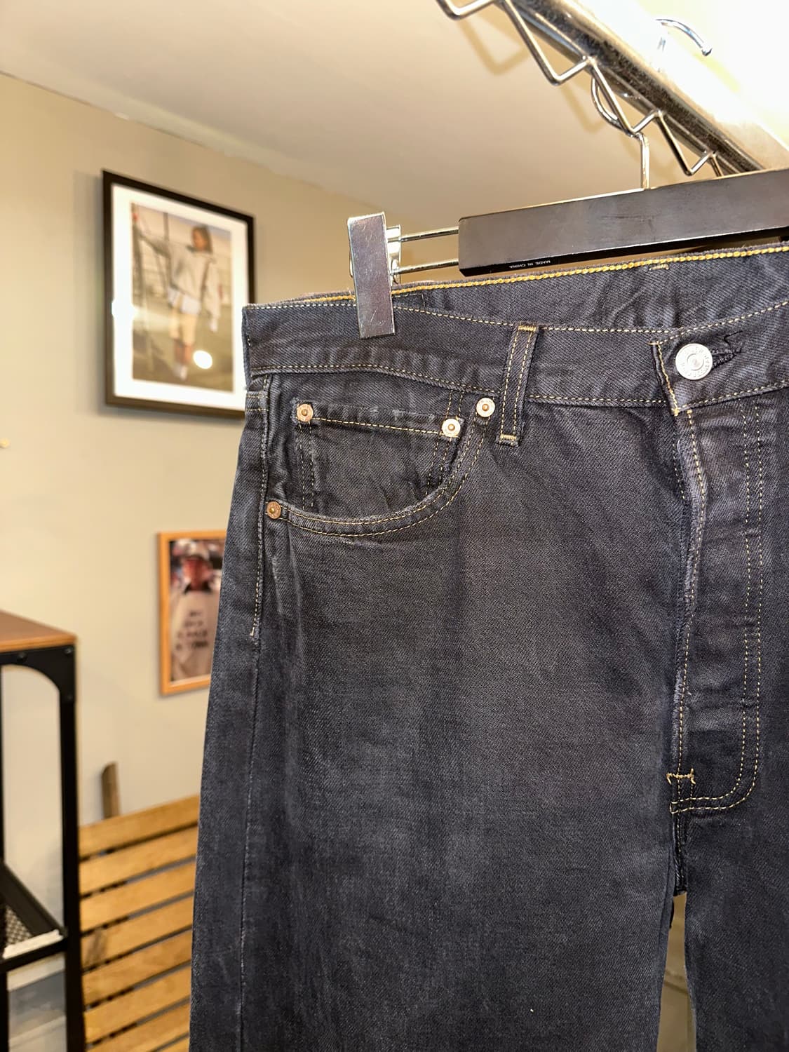 90’s Levi’s 501 black denim washed pants 상품이미지5