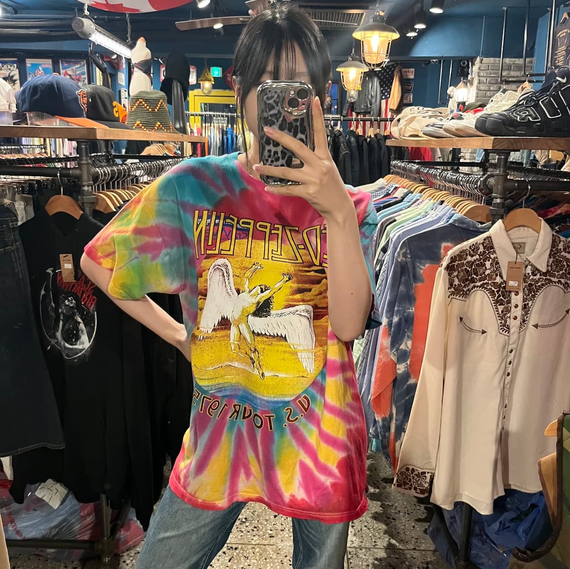 Fruit of the loom vintage 레드 제플린 타이다이 반팔 상품이미지1