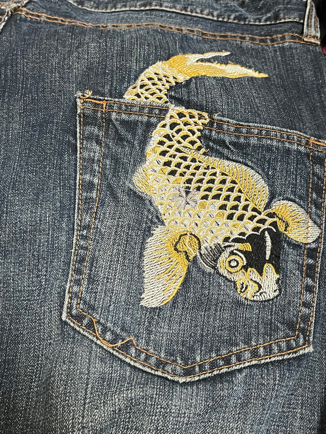 오리엔탈 잉어 자수 데님 상품이미지5