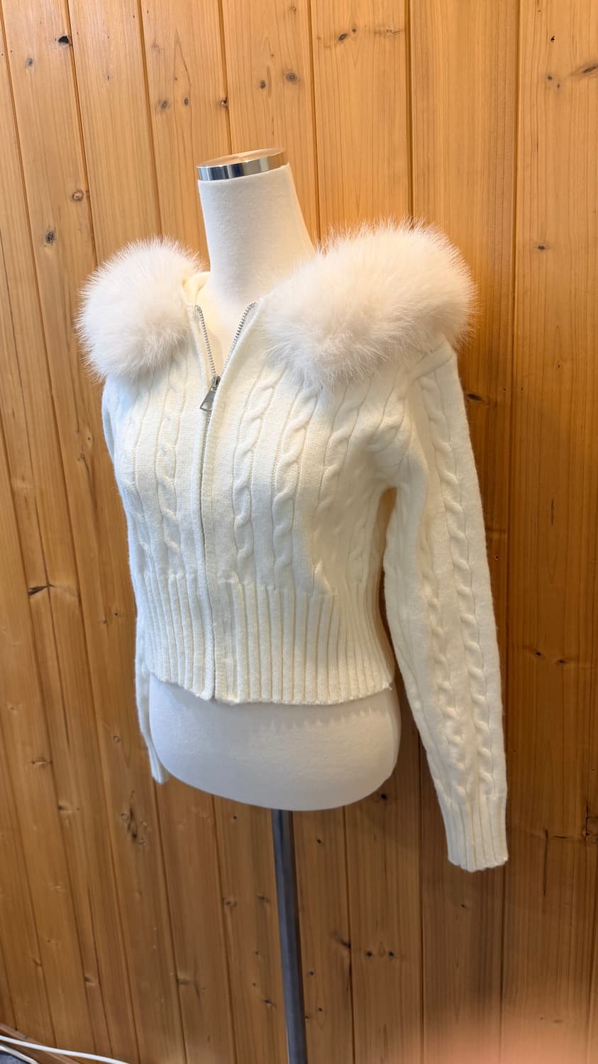 (여성) 꽈배기 크롭 숏 후드집업 상품이미지3