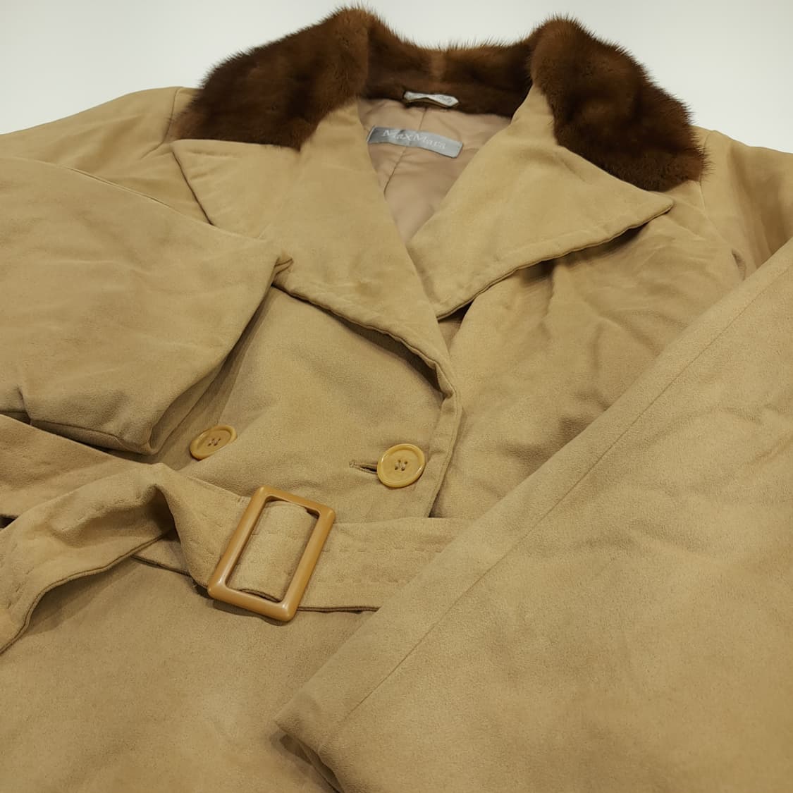 CN700W M 막스마라 베이지 이태리 밍크 카라 코트 상품이미지3