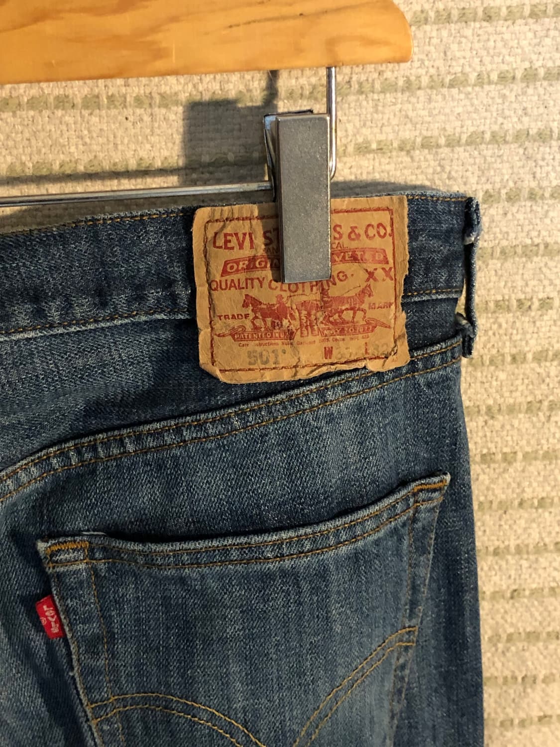리바이스 501 중청 데님 데미지진 찢청 33x32 상품이미지3