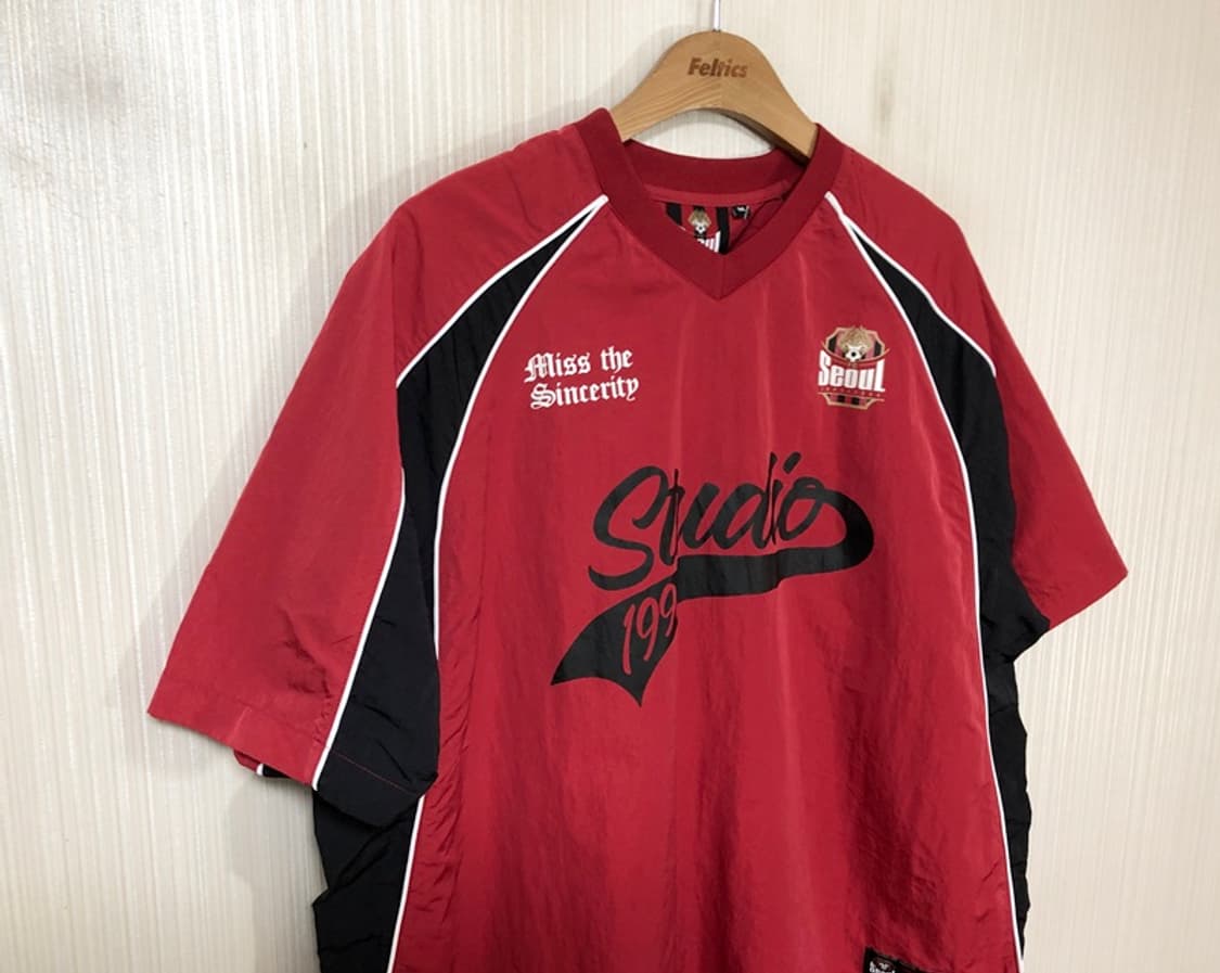 1993스튜디오XFC서울 파이핑 나일론 풀오버 레드 M 상품이미지5