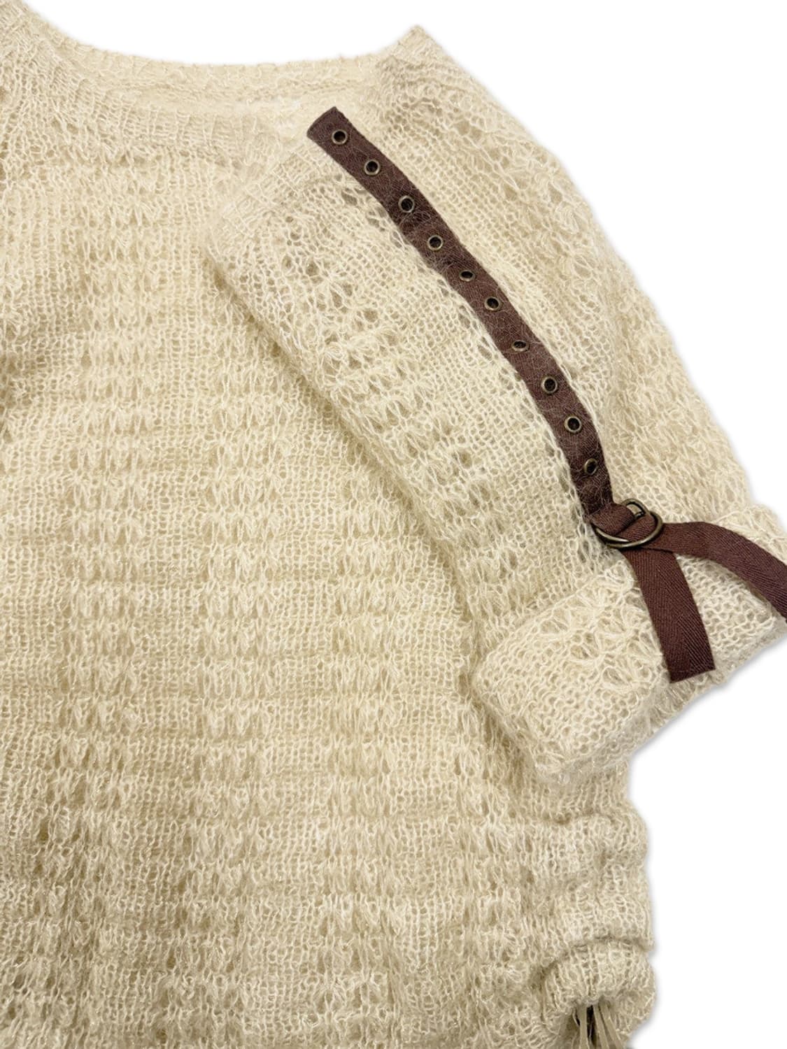 빈티지 아이보리 뜨개 시스루 니트 상품이미지3