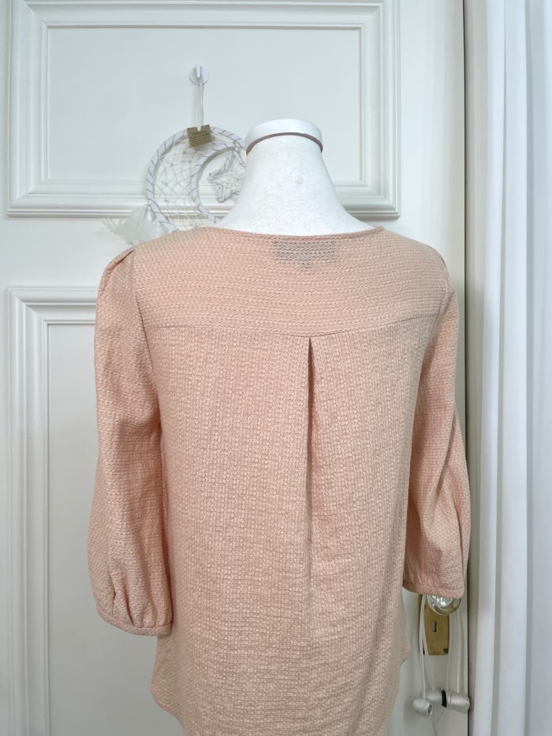 coral bow point puff blouse(size-2) 상품이미지4