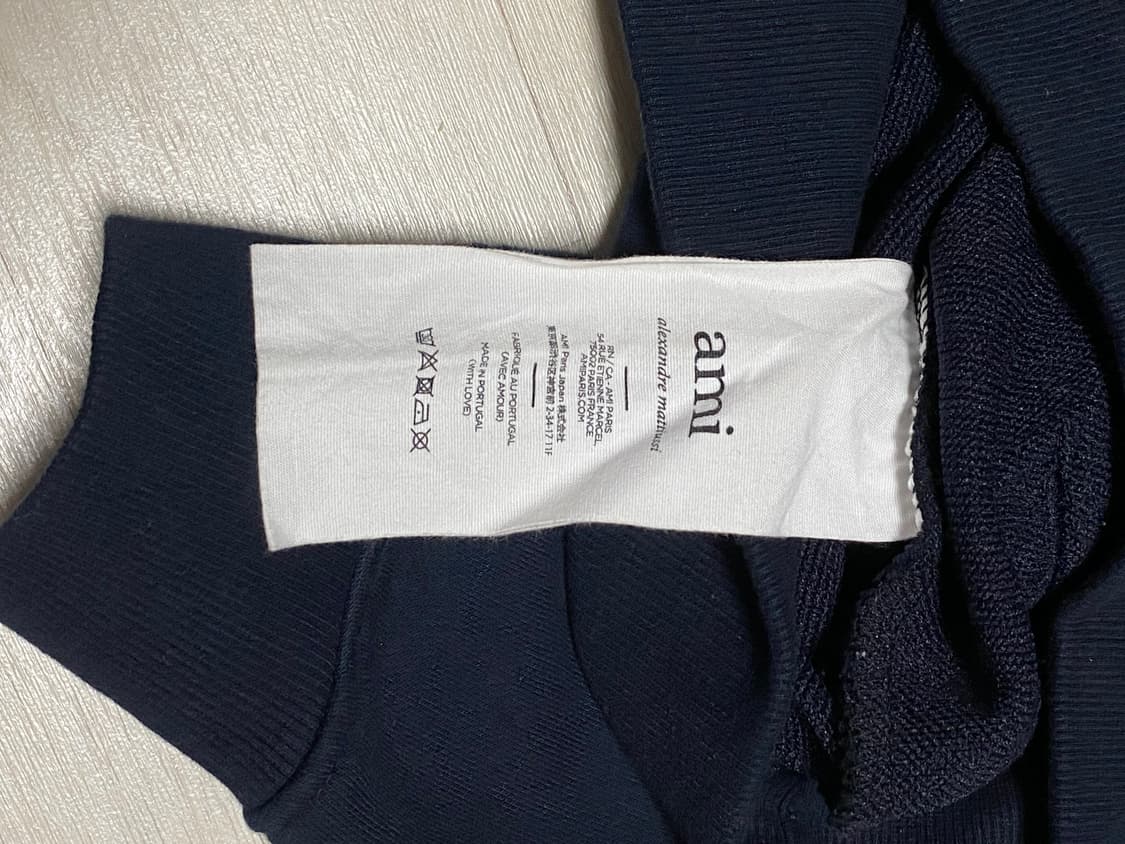 아미 스몰 하트 로고 네이비 후드티 L 상품이미지4