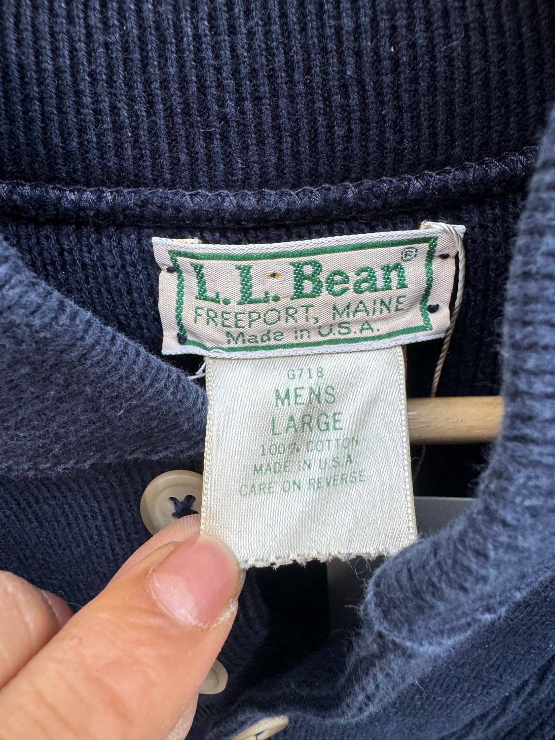 90s 엘엘빈 usa 빈티지 5버튼 영국군 니트 네이비 L  상품이미지5
