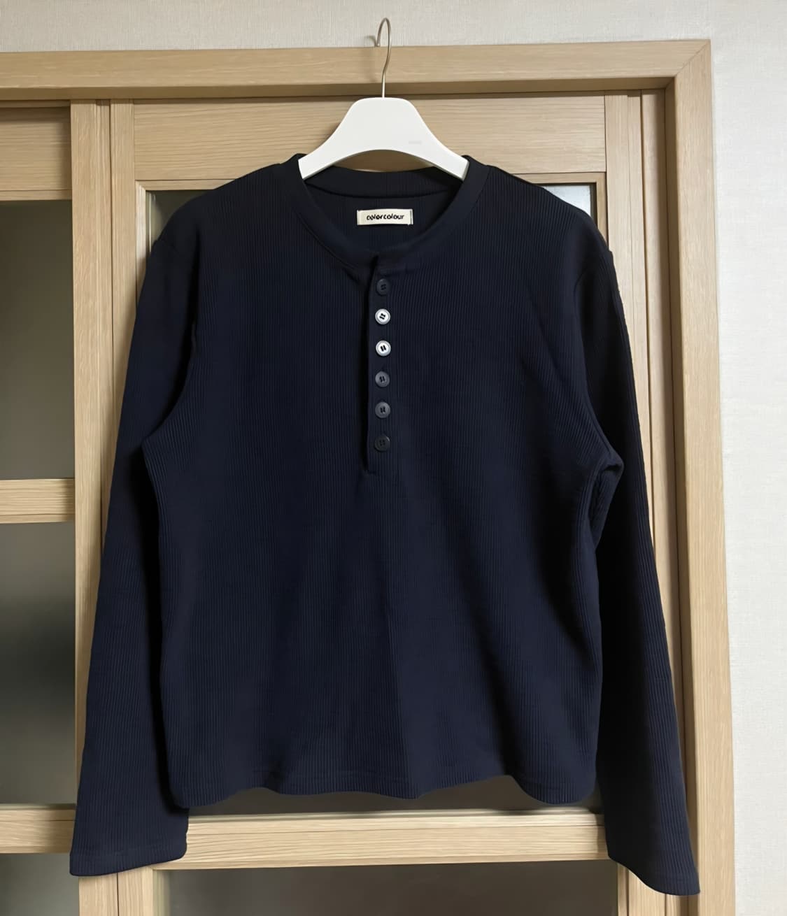 (2) Colorcolour BUTTON HENLEY NECK Navy 상품이미지1