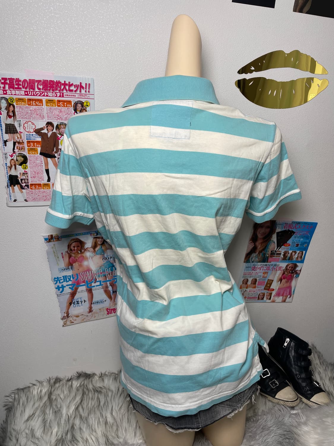 Abecrombie 민트 하늘색 스트라이프 카라티 상품이미지3