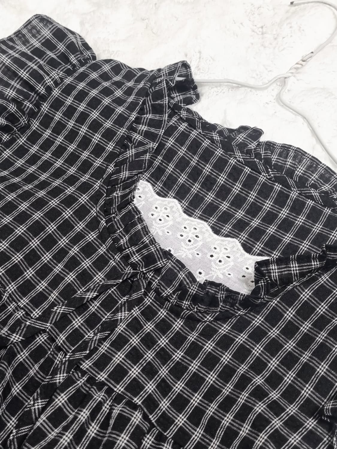 [새상품] 체크 프릴 블라우스 모리걸 모리 리본 상품이미지7