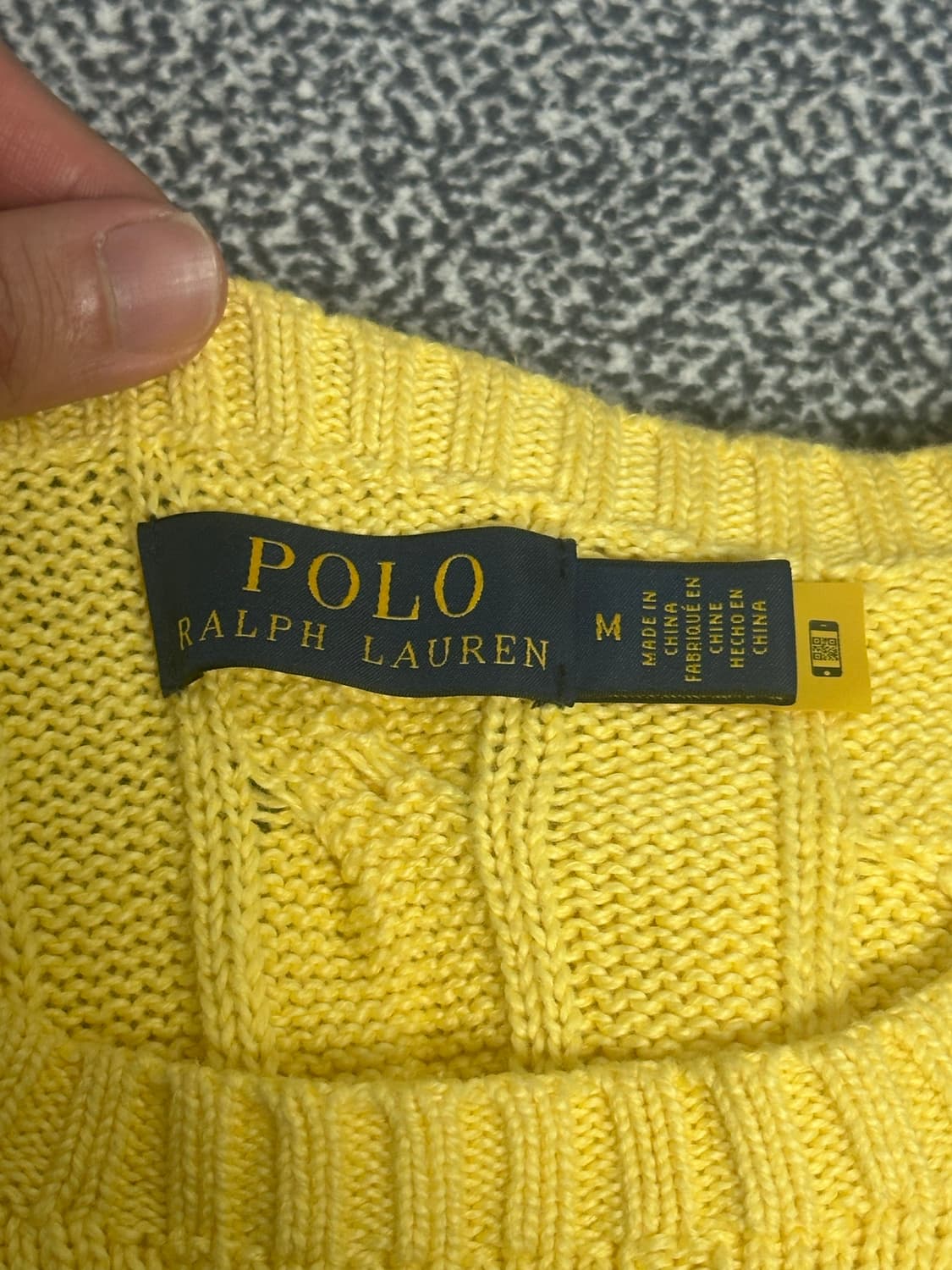 폴로 랄프로렌 케이블 니트 옐로우 M(착용1회) 상품이미지2
