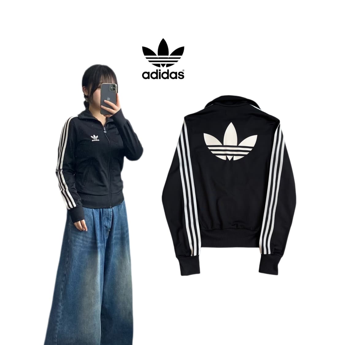 아디다스 빅로고 파이어버드 트랙탑 져지 블랙 상품이미지1