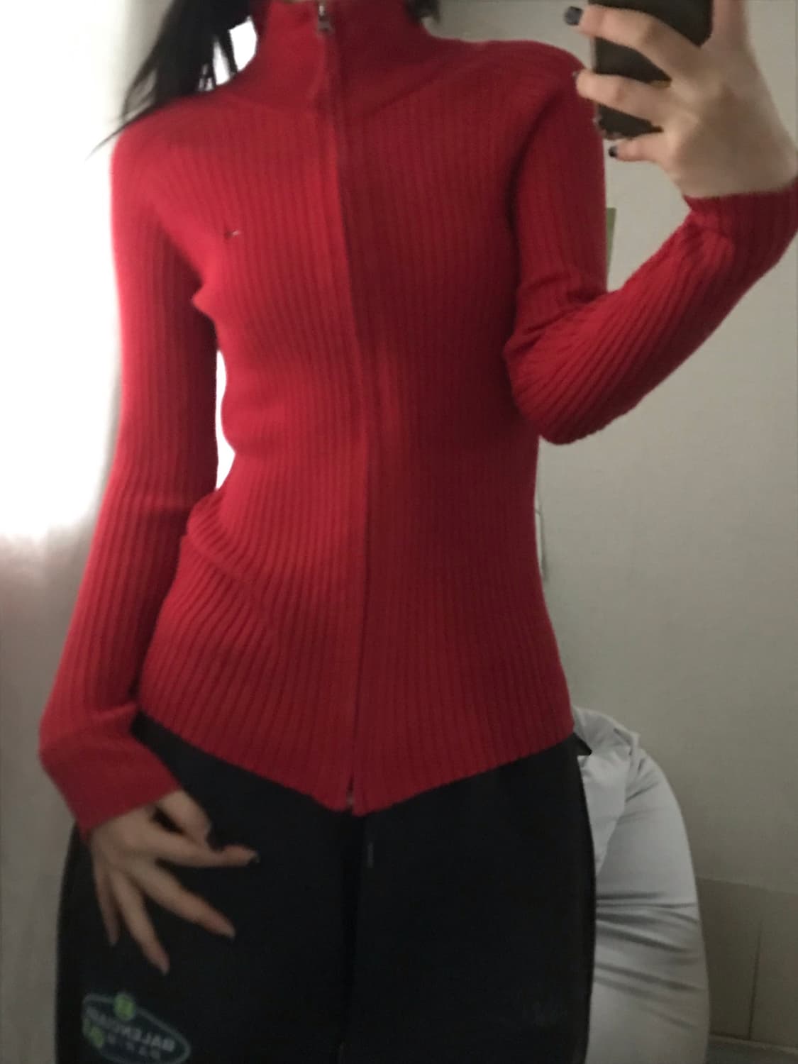 타미힐피거 레드 딱붙핏 니트집업 상품이미지7