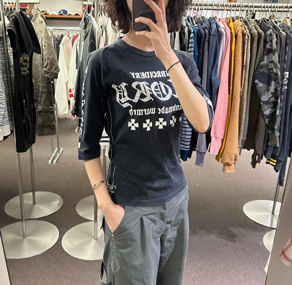 L)Japanese vintage y2k 프린팅 7부 롱슬리브 상품이미지1