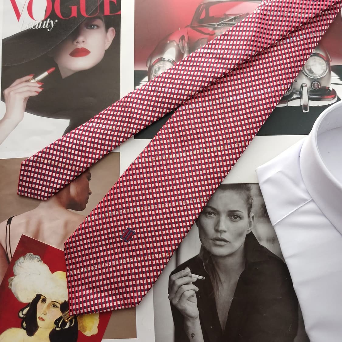 닥스 실크 레드 자카드 패턴 넥타이 8.2cm A+등급 A18783
 상품이미지3