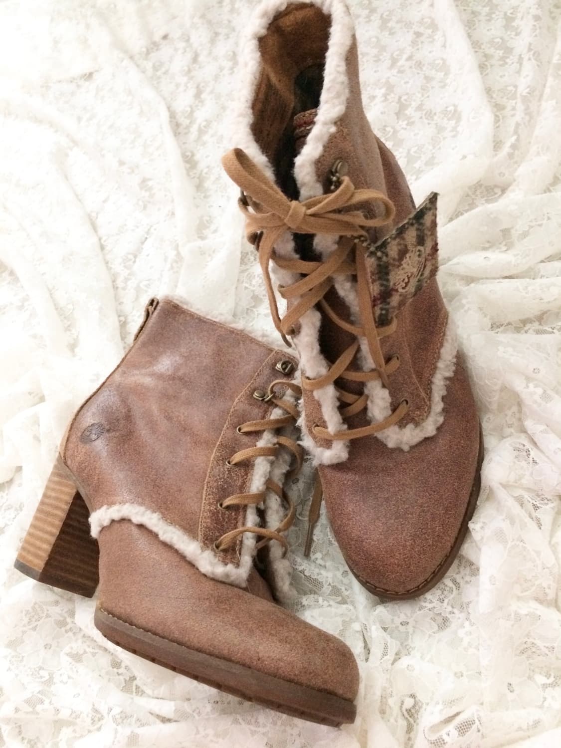 Vintage Timberland brown fur heels 상품이미지1