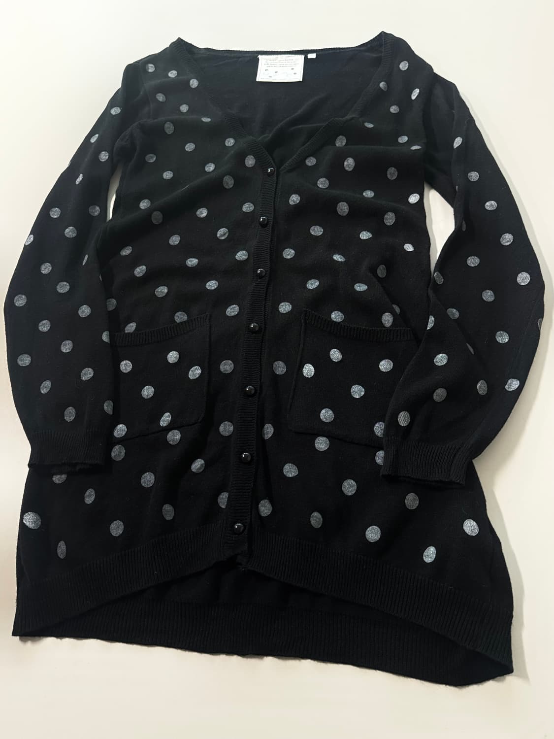 도트 패턴 버튼 롱 가디건 상품이미지4