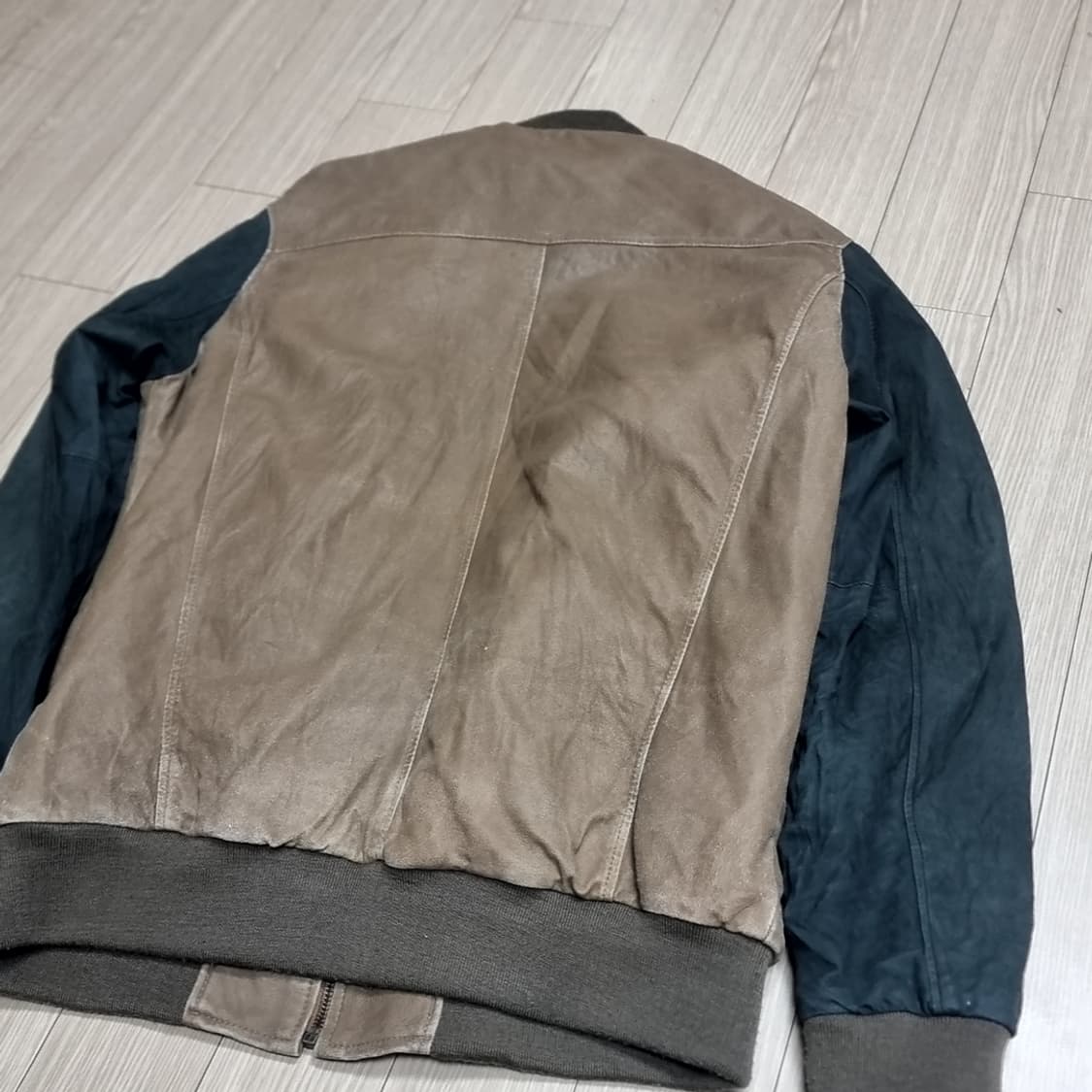 한국제 양가죽 빈티지 배색 가죽 봄버 자켓(100-105) 상품이미지3