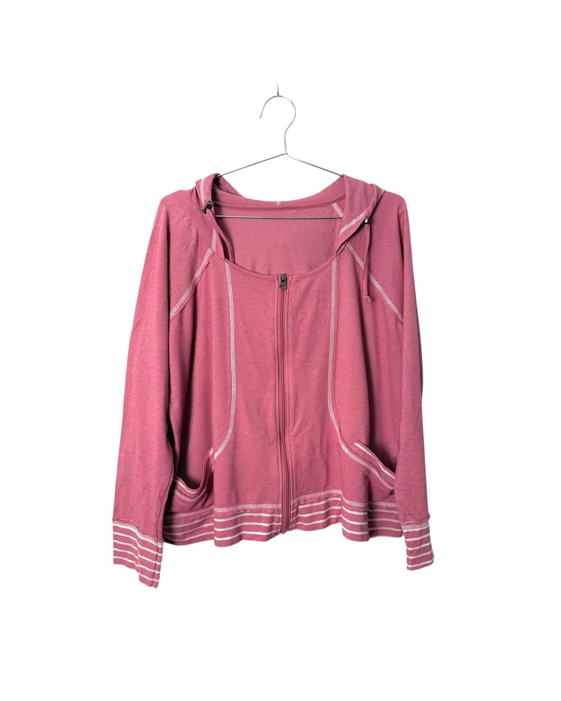  vintage pink stripe trim zip-up hoodie  상품이미지1