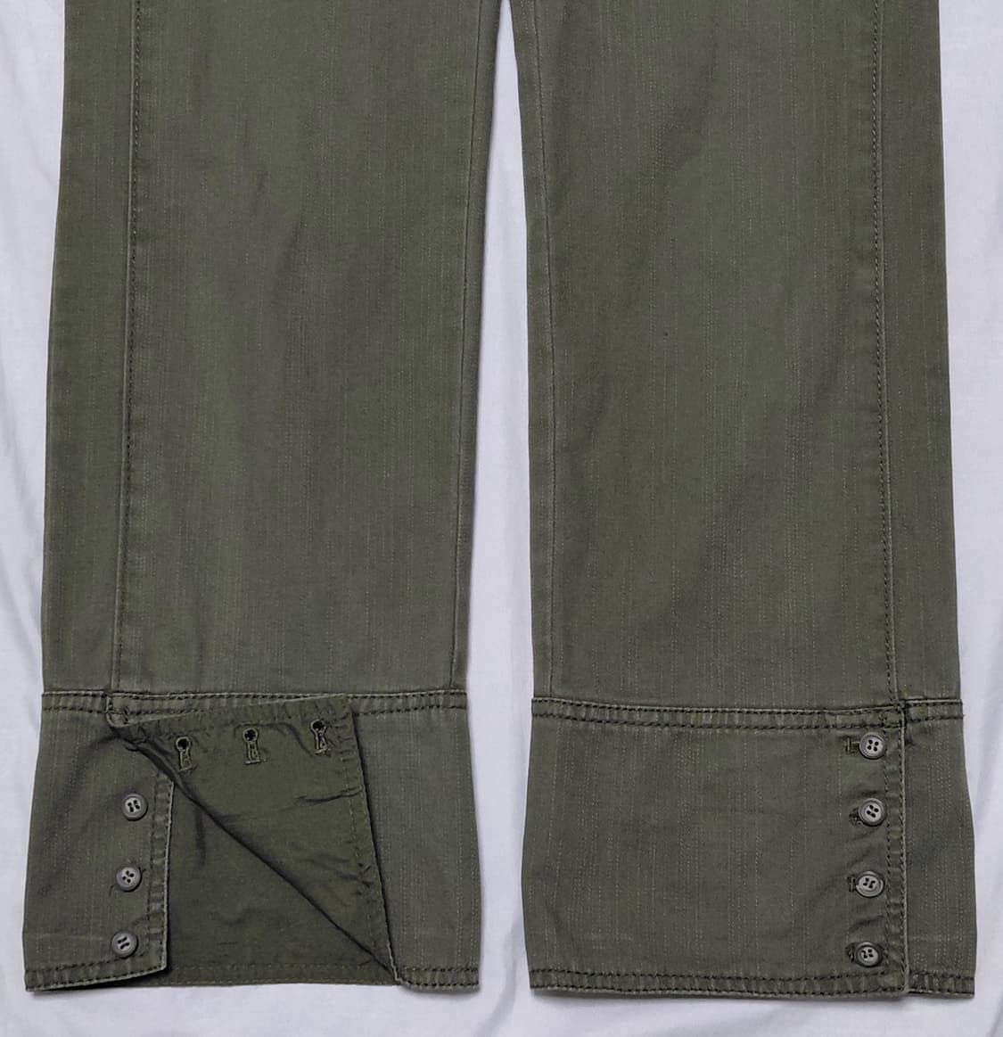 [26~27] 앙라시네 밑단 버튼 포인트 카키 코튼 팬츠 상품이미지3