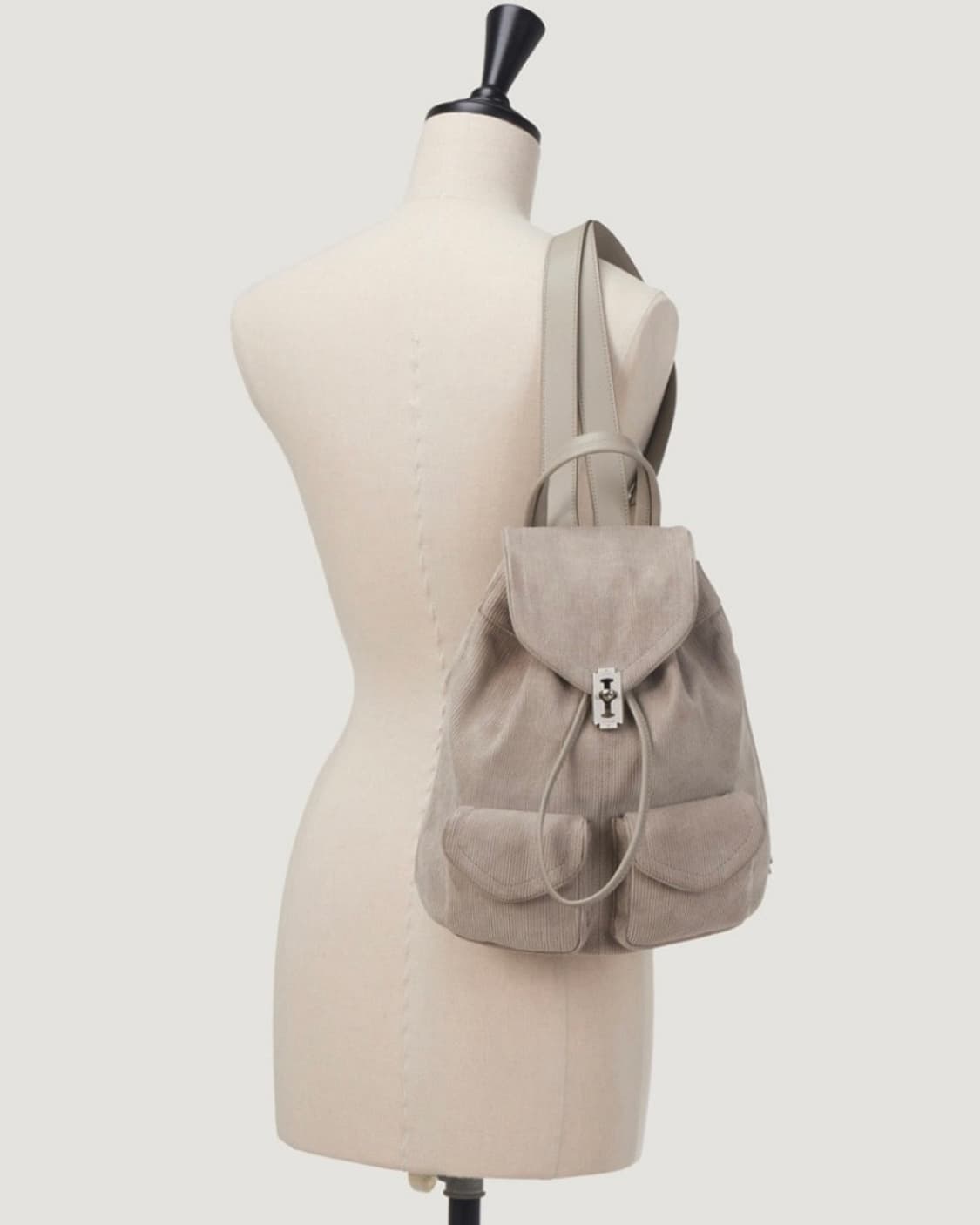 분크 더블 포켓 코듀로이 베이지 백팩 상품이미지3