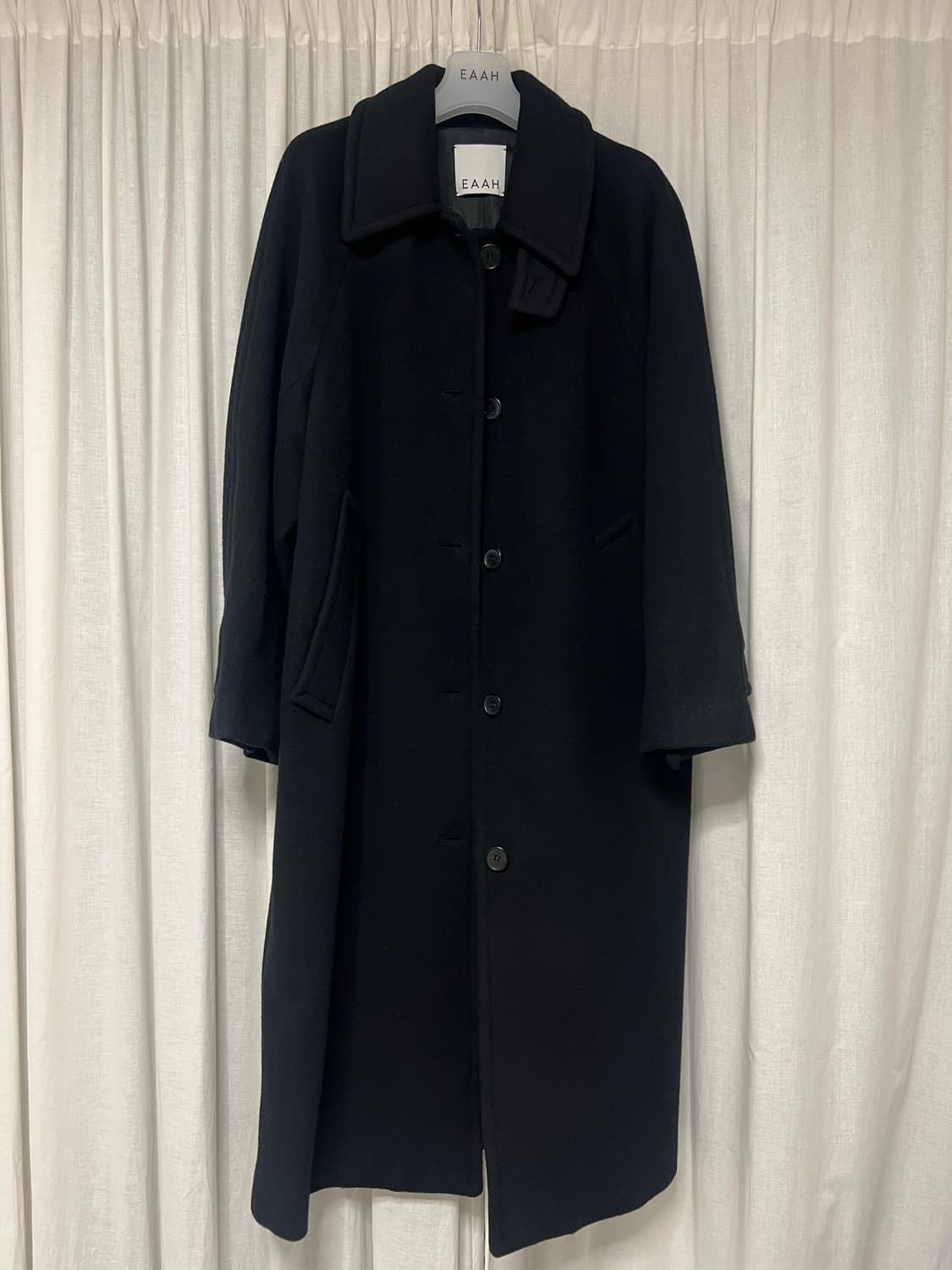 EAAH 이아 울 발마칸 코트 블랙 상품이미지5