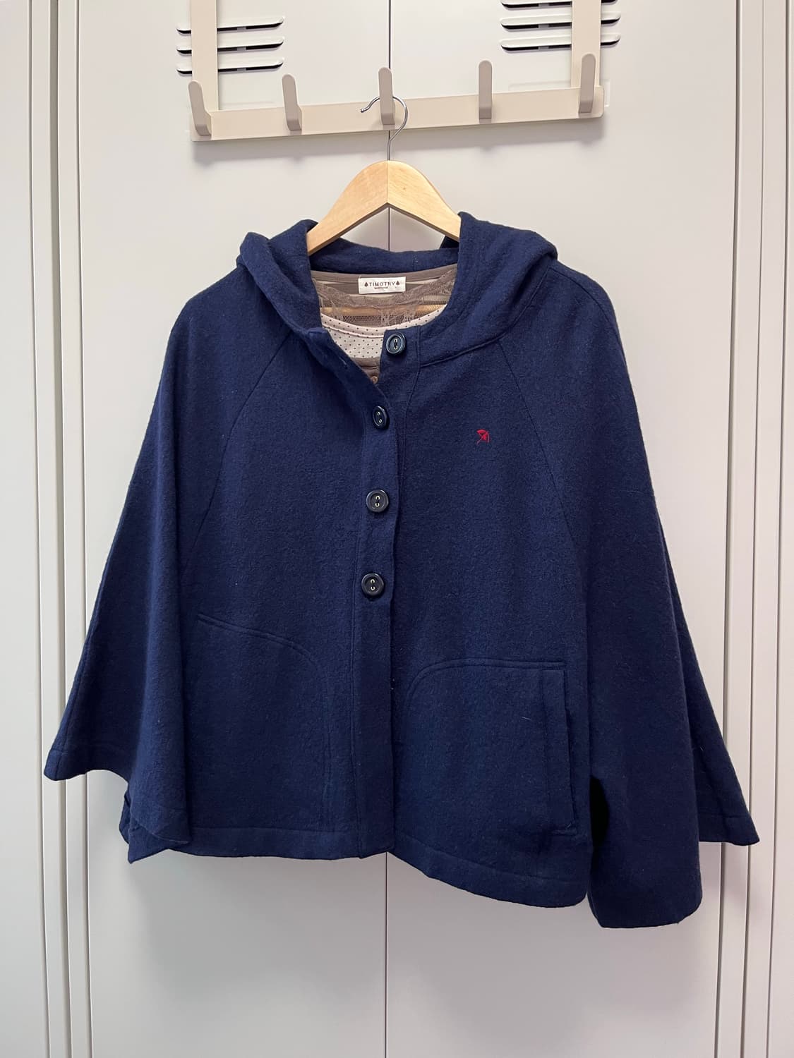 아놀드파마 울 단추 후드 케이프 코트 상품이미지3