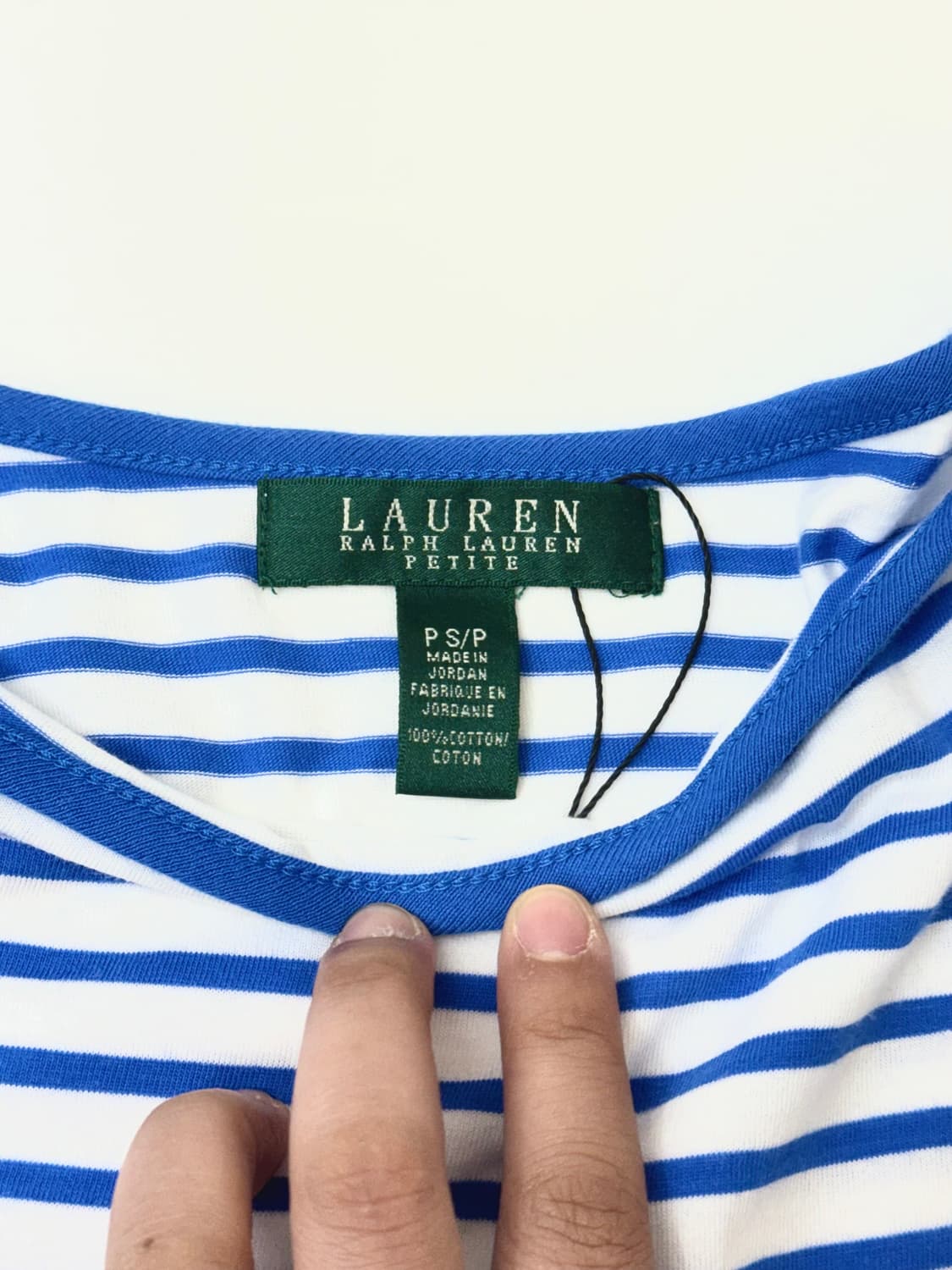 Ralph Lauren 블루 스트라이프 사이드 루칭 반소매 티셔츠 상품이미지6