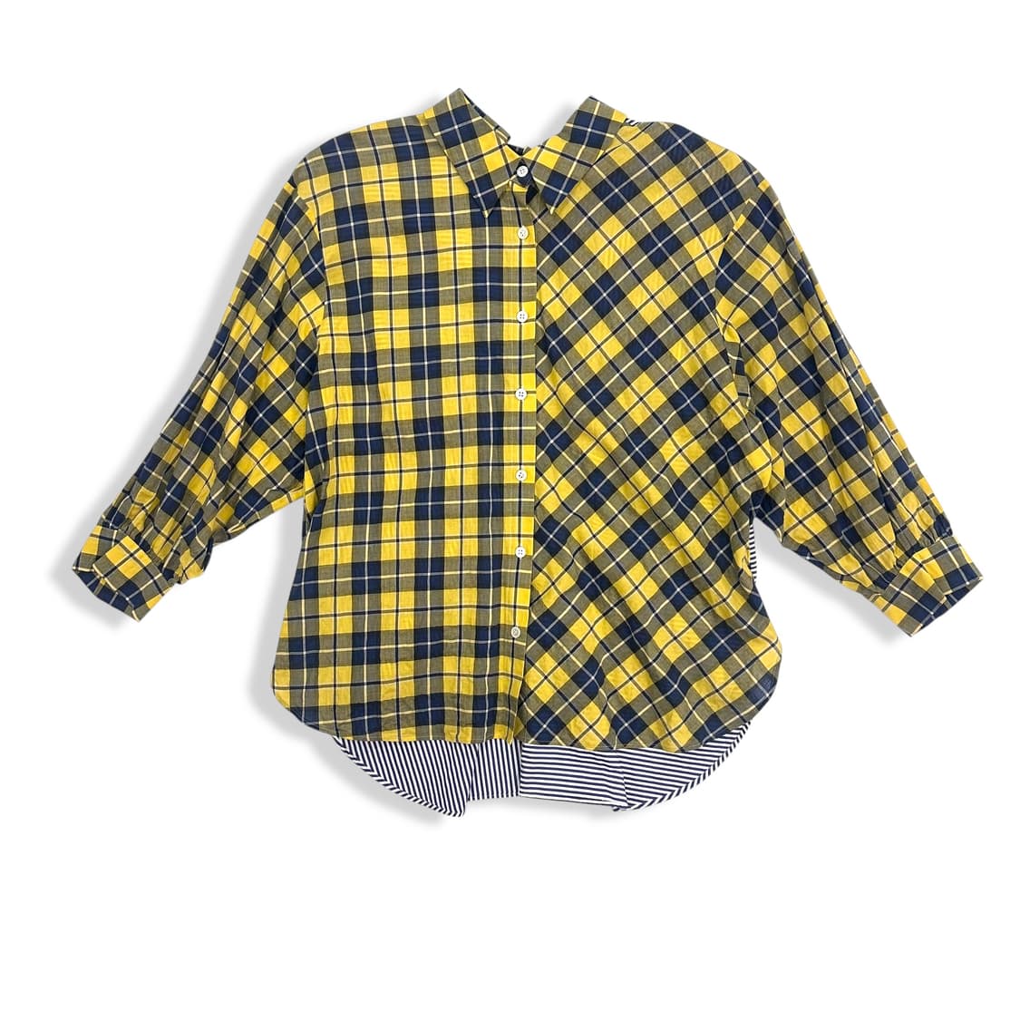 Back Ribbon Two Pattern Shirt 상품이미지2