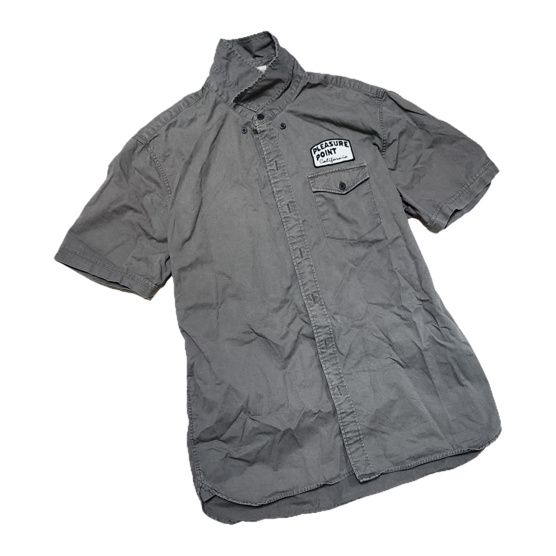 펑크 패치 포인트 카키 반팔 셔츠 상품이미지3