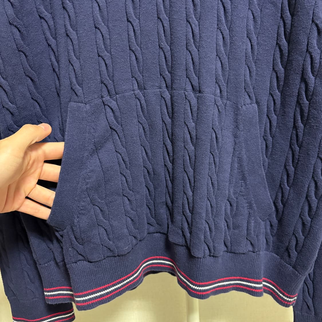 브룩스브라더스 레드플리스 케이블 후드 니트 / 네이비, L 상품이미지5