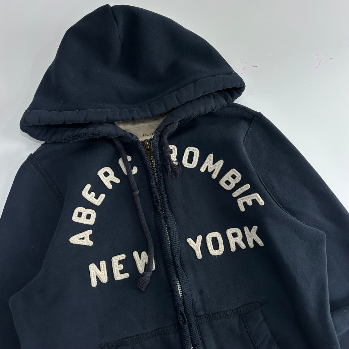 Abercrombie 아베크롬비 스펠아웃로고 네이비 후드집업 상품이미지4