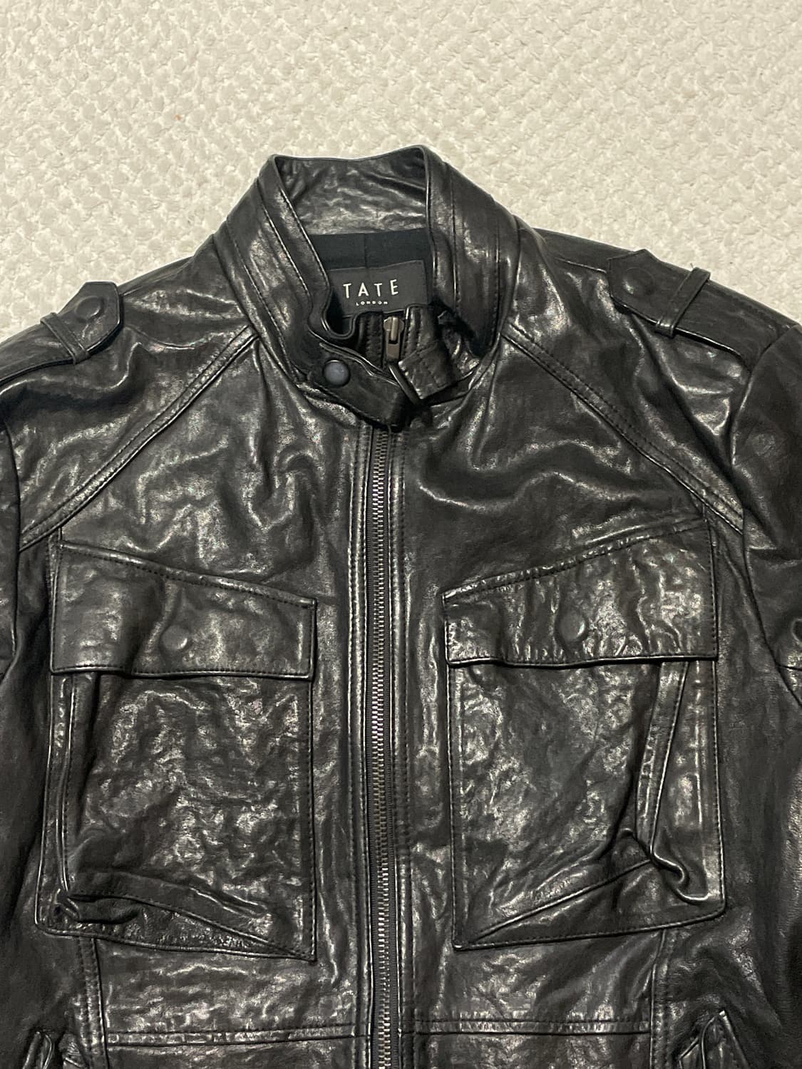 TATE 웨스턴 무드 램스킨 양가죽 절개 포켓 레더 자켓 상품이미지4