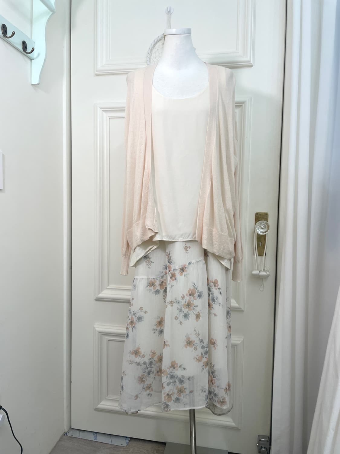 sheer coral open cardigan&100%silk back 상품이미지2