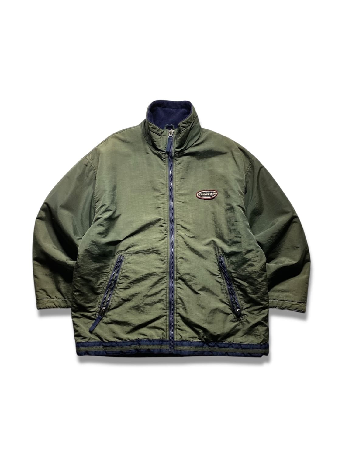 [L-XL] 90s Converse 컨버스 카키 나일론 집업 자켓 상품이미지4