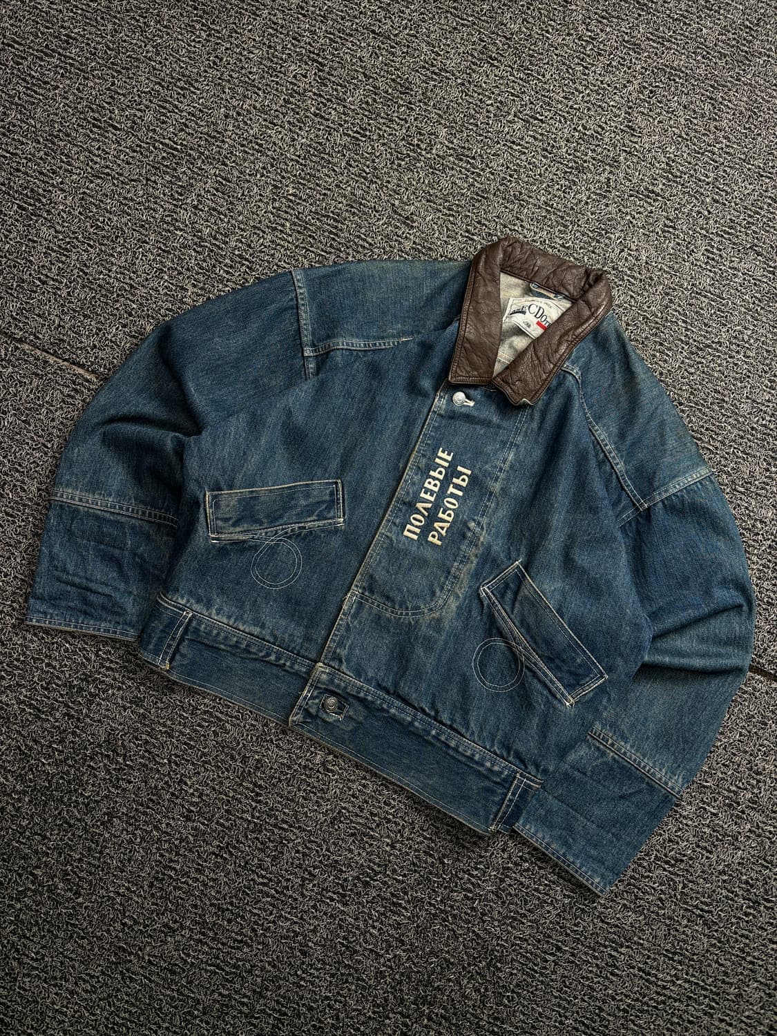 ANECDOTE 프랑스 레트로 레더 카라 데님 워크 자켓 1934 상품이미지1