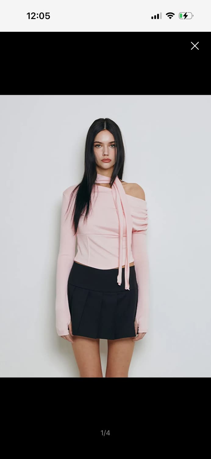 낫유어로즈 셔링 스카프 티셔츠 (핑크) 상품이미지1