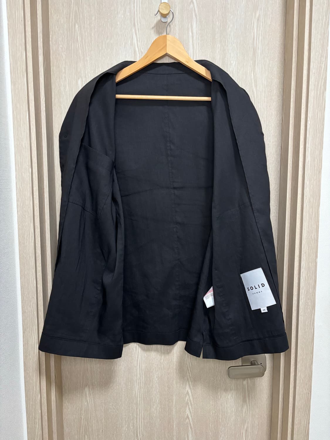 미착용)솔리드옴므 오버핏 린넨 아우터형 셔츠자켓48/블랙 상품이미지4