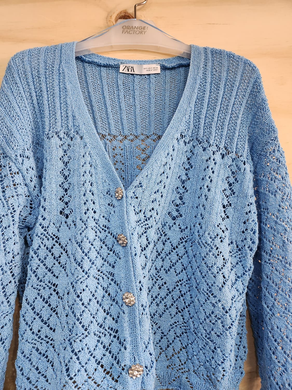 1023) 자라 블루 크로셰 니트 가디건 상품이미지3