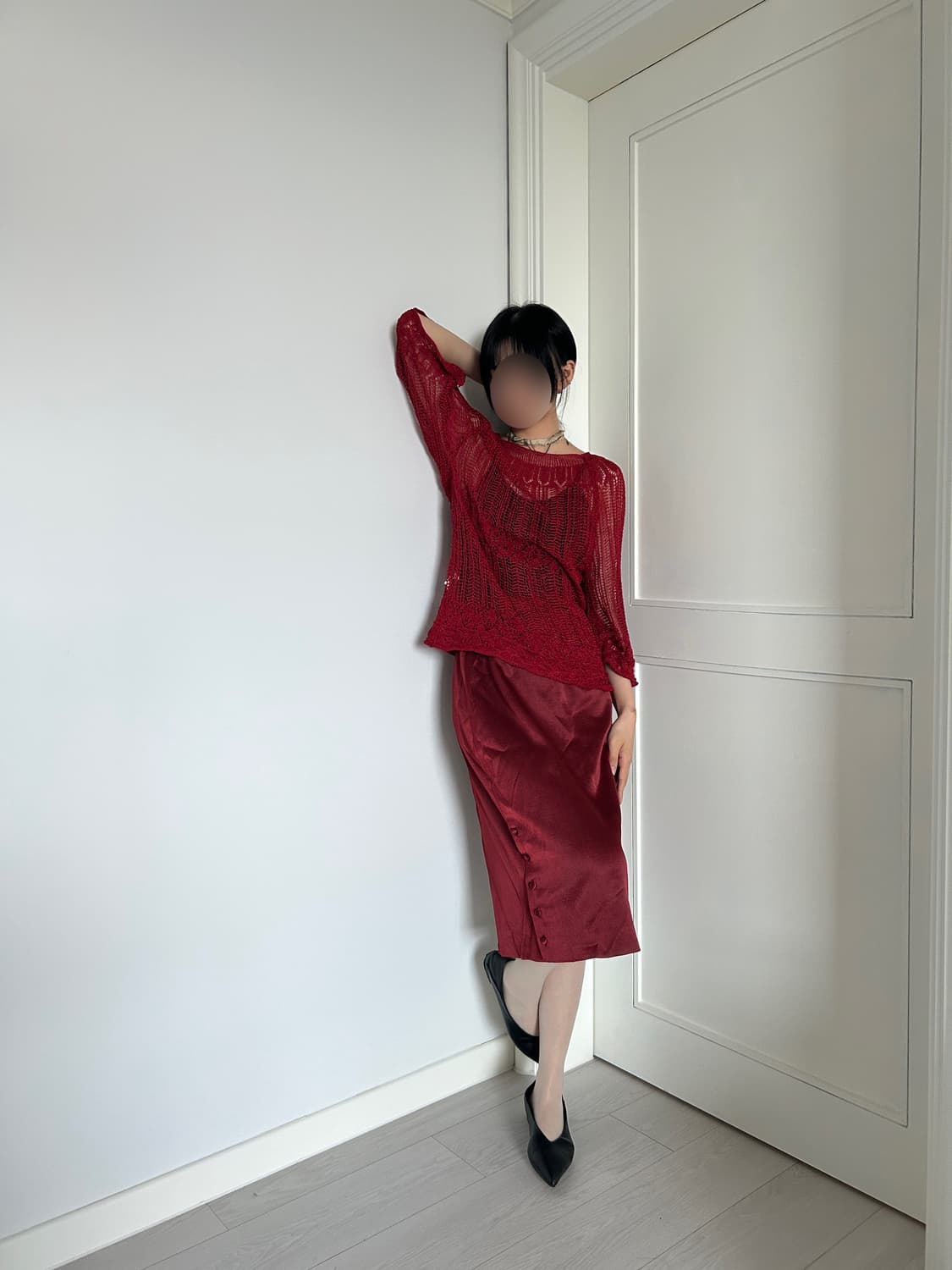 Satin Button Midi Skirt / 빈티지 미디 스커트 상품이미지2